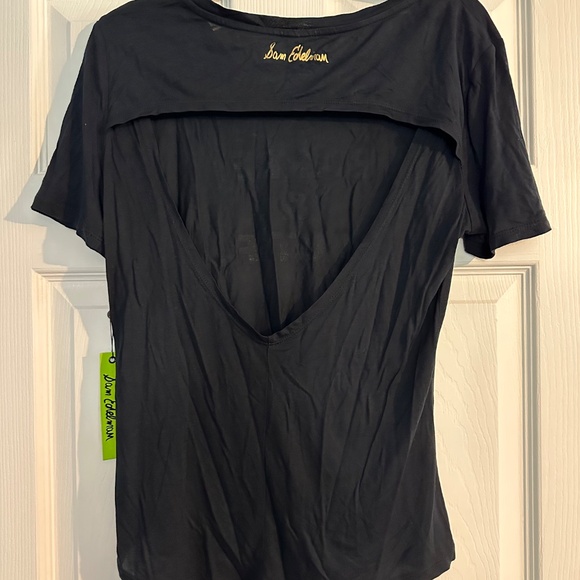 Sam Edelman BARR & BEAUTIFUL Black Short Sleeve Shirt Open Back Size Medium NEW - Picture 10 of 11